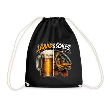 Liquid And Scales Funny Carp Fishing - Drawstring Bag - black - Front