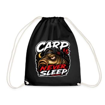 Funny Carp Fishing Shirt / mug – Carp Never Sleep - Drawstring Bag - black - Front
