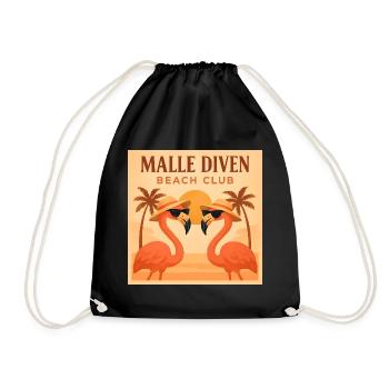 Malle Diven Beach Club Flamingo Mallorca Party - Turnbeutel - Schwarz - Vorne