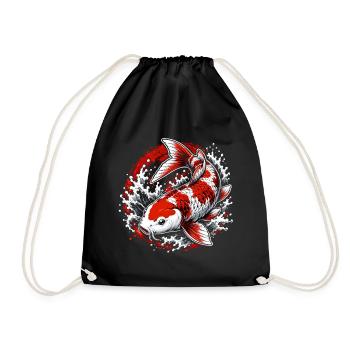 Conception artistique éclaboussée de carpe koi rouge blanc - Sac de sport léger - noir - Devant