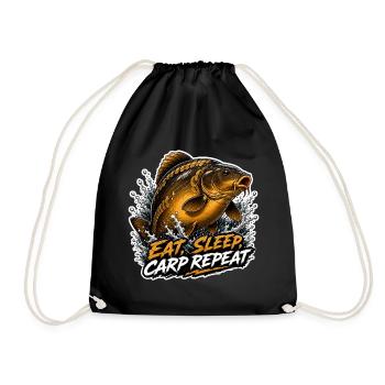 Eat Sleep Carp Repeat Mirror Carp Gift - Drawstring Bag - black - Front