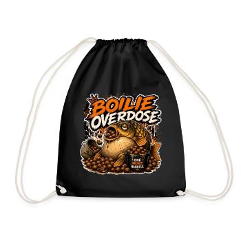 Boilie Overdose Funny Carp Fishing Design - Drawstring Bag - black - Front