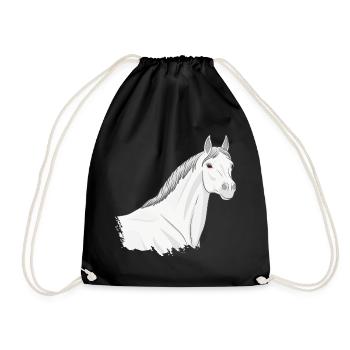 The Head of a Light Grey Abbayan Horse - Drawstring Bag - black - Front