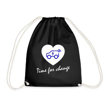 Time for change E-car heart - Drawstring Bag - black - Front