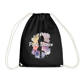 Pole Dance Silhouette: Watercolor Woman in High Heels - Drawstring Bag - black - Front