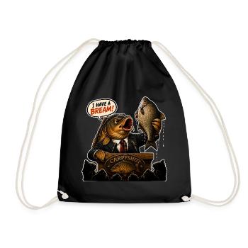 Ich habe ein lustiges Karpfenfischen-Design mit Brassen - Turnbeutel - Schwarz - Vorne