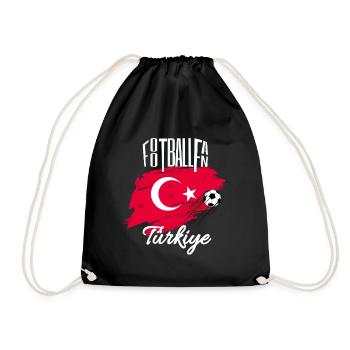Fussball Fan Türkei - Turnbeutel - Schwarz - Vorne
