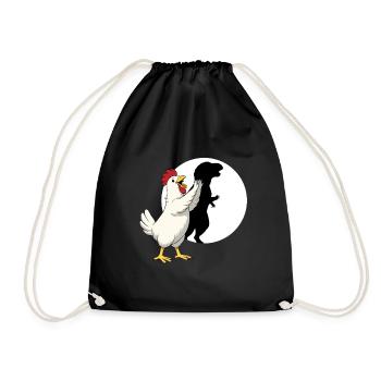 Lustiges Huhn T Rex Dinosaurier-Schattenpuppe - Turnbeutel - Schwarz - Vorne