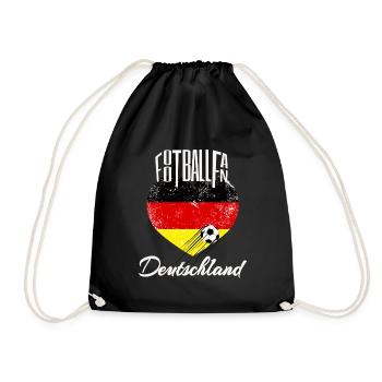 Fussball Fan Deutschland - Turnbeutel - Schwarz - Vorne
