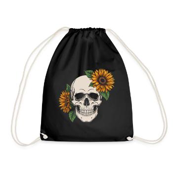 Crâne Tournesol Crâne Fleurs Crâne Goth Squelette - Sac de sport léger - noir - Devant