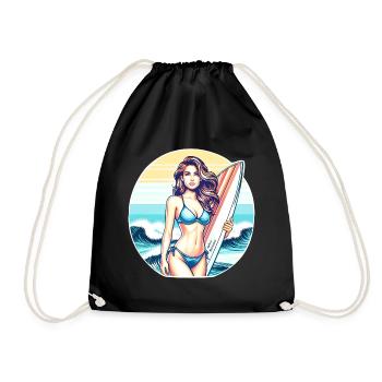 Surf Diva at Sunset - Drawstring Bag - black - Front