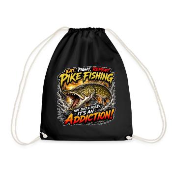 T-shirt Brochet Pêcheur Accro - Sac de sport léger - noir - Devant