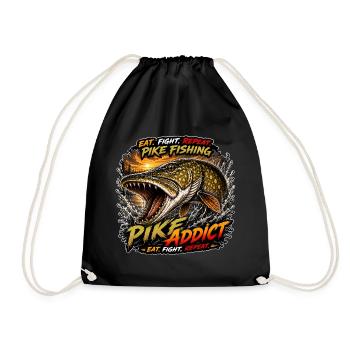 T-shirt Brochet Pêcheur Accro - Sac de sport léger - noir - Devant