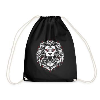 Roaring Lion Tribal Maskottchen Logo Sportspiel - Turnbeutel - Schwarz - Vorne
