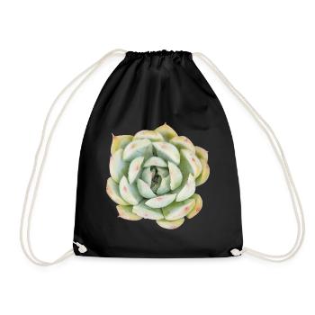 Pastel Succulent Photo - Echeveria Plant Art - Drawstring Bag - black - Front