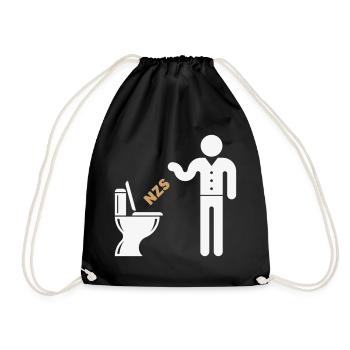 NZS In’s Klo, In Die Toilette! Gegen Rechts NEG 2C - Turnbeutel - Schwarz - Vorne