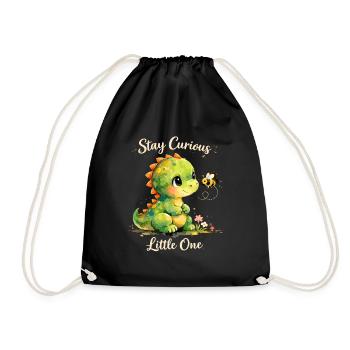 Aquarelle Dino : Reste curieux, petit - Sac de sport léger - noir - Devant
