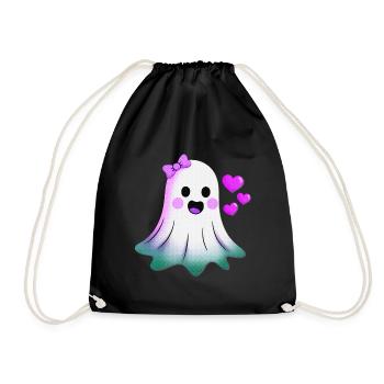 Fantôme pastel avec des cœurs, Fille des Fantômes - Sac de sport léger - noir - Devant