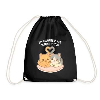 Cœur de couple de chats : mon endroit préféré - Sac de sport léger - noir - Devant