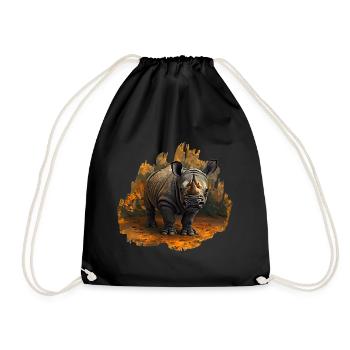 Whitemouth Rhinoceros, African Designs - Drawstring Bag - black - Front