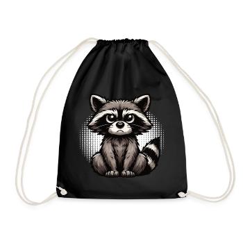 raccoon, raccoon, woodland animal, funny raccoon - Drawstring Bag - black - Front