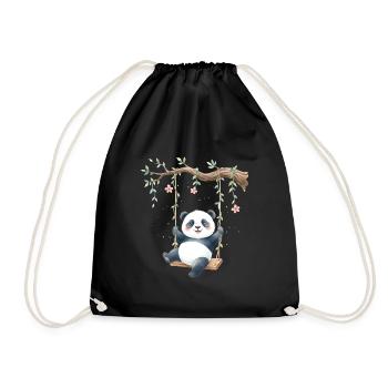 Panda sur la balançoire de branche - Sac de sport léger - noir - Devant