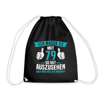 79 Jahre 79. Geburtstag Mann Frau 79 Jahre - Turnbeutel - Schwarz - Vorne