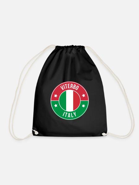 Viterbo Italy Badge Circle - Drawstring Bag - black