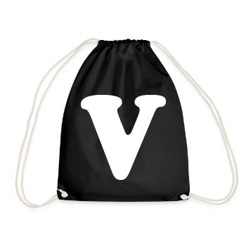 Gros imprimé en V | Lettre V | V Logo - Sac de sport léger - noir - Devant