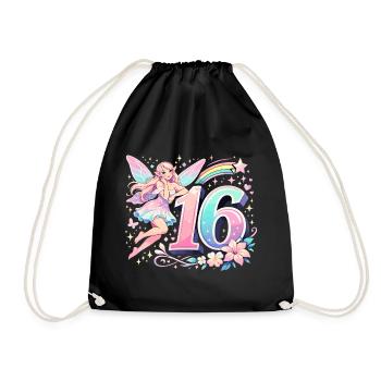 16th Birthday Elf – Pastel Graphic Design - Drawstring Bag - black - Front