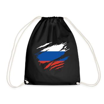 Russia Russian Flag - Drawstring Bag - black - Front