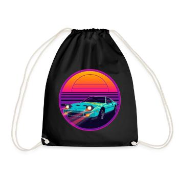 Retro-80er-Jahre-Synthwave-JDM-Stil-Sportwagendesign - Turnbeutel - Schwarz - Vorne
