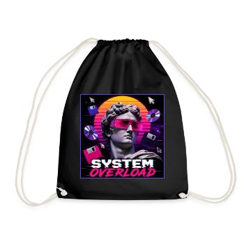 Vaporwave Synthwave Retro System Overload Kunst - Turnbeutel - Schwarz - Vorne