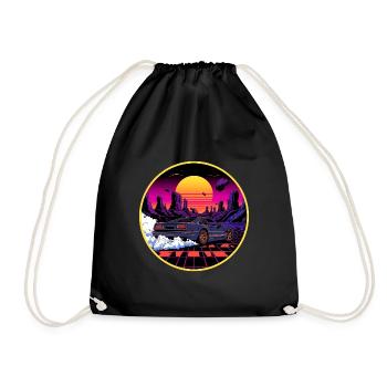 80er Retro Cyberpunk Outrun Sportwagendesign - Turnbeutel - Schwarz - Vorne