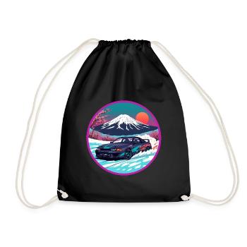 Art rétro des années 90 JDM Mt Fuji Skyline R32 Synthwave - Sac de sport léger - noir - Devant