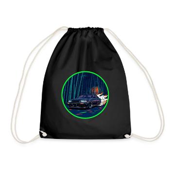 Retro 80er JDM Bamboo Forest Auspuff-Flammen-Kunst - Turnbeutel - Schwarz - Vorne