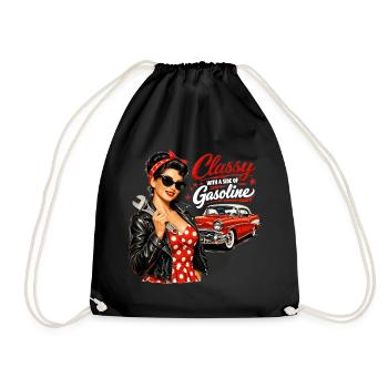 Vintage Pin-Up: Classy with a Side of Gasoline - Drawstring Bag - black - Front