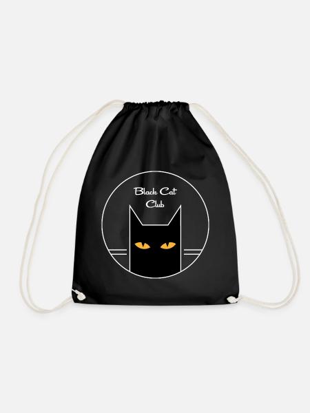 Black cat - Drawstring Bag - black