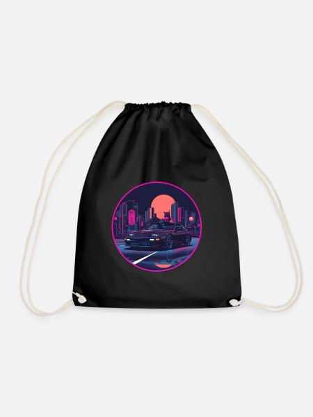 Neon Tokyo Rain Popup-Scheinwerfer Schrägheck - Turnbeutel - Schwarz