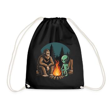 Wandern – Outdoor-Abenteuer – Bigfoot und Alien - Turnbeutel - Schwarz - Vorne