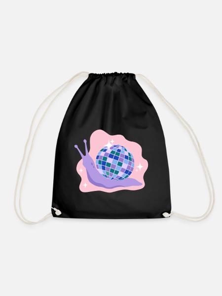 Disco Ball Snail - Drawstring Bag - black