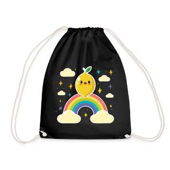 Kawaii Zitronenregenbogen - Turnbeutel - Schwarz - Vorne