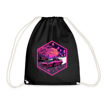 Retro 90er JDM S13 Sakura Lanterns Hex-Emblem - Turnbeutel - Schwarz - Vorne