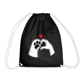 T-shirt Amour de Chat Patte Main Coeur - Sac de sport léger - noir - Devant