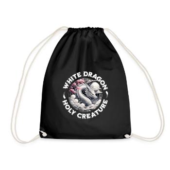 White Dragon: Holy Creature - Drawstring Bag - black - Front