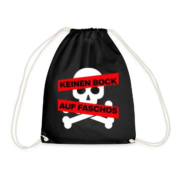 KEINEN BOCK AUF FASCHOS, NO NZS, NO AFD, WEISS - Turnbeutel - Schwarz - Vorne