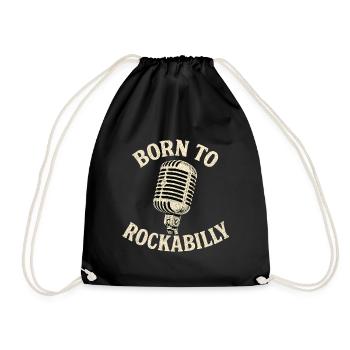 Born to Rockabilly – Microphone vintage des années 50 - Sac de sport léger - noir - Devant