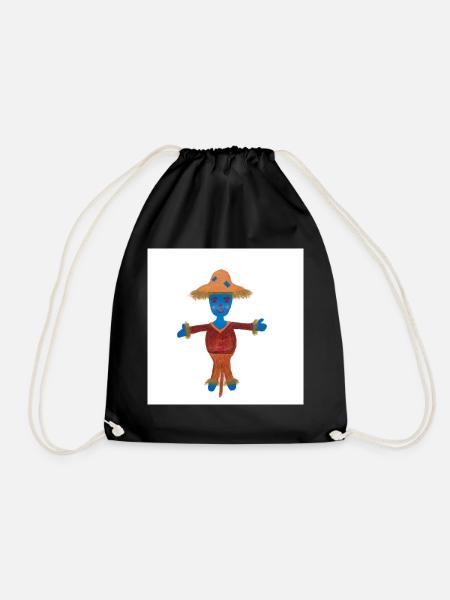 Susi Scarecrow Child Motif - Drawstring Bag - black