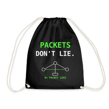Packets Dont Lie Netzwerk IT Humor Geschenk - Turnbeutel - Schwarz - Vorne