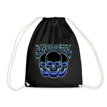 Neon Schädel Trio Blau - Turnbeutel - Schwarz - Vorne